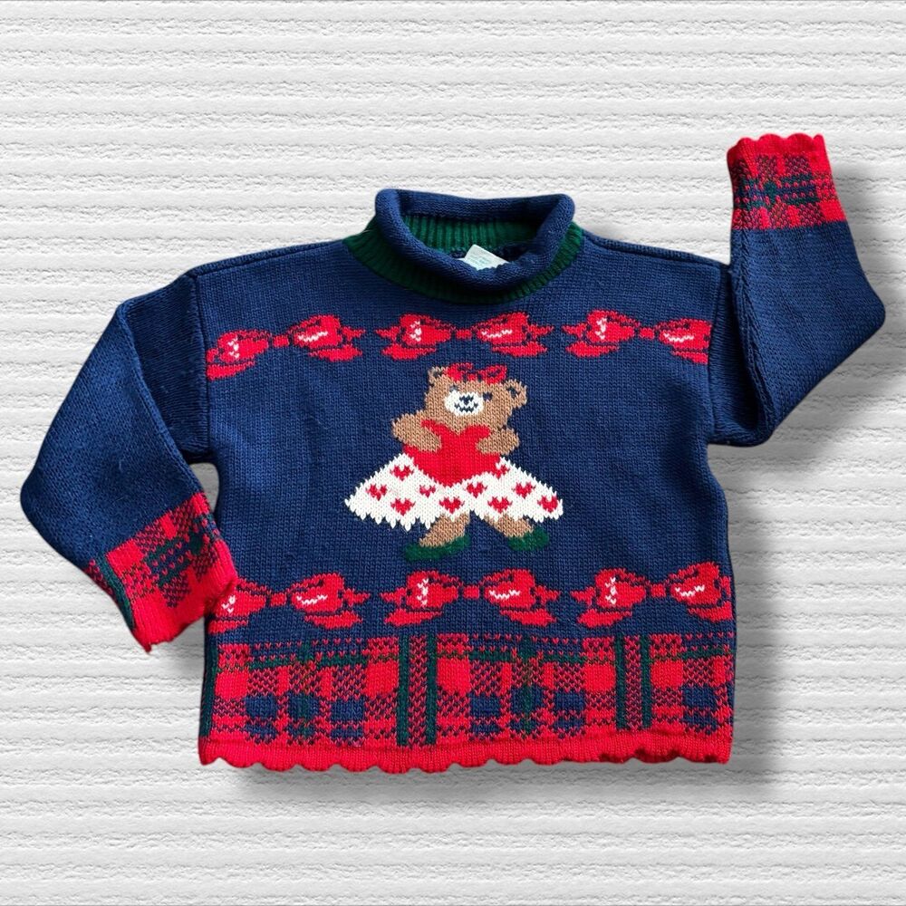Vintage Healthtex 18-24m Teddy Bear & Bows Sweater